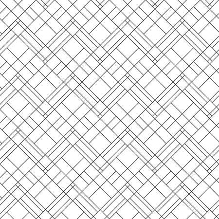 Geometric black and white seamless pattern with rhombs. Abstract vector diamond net. Monochrome artistic illustration for fabric design, wallpaper, decorative paper, web design, background.のイラスト素材