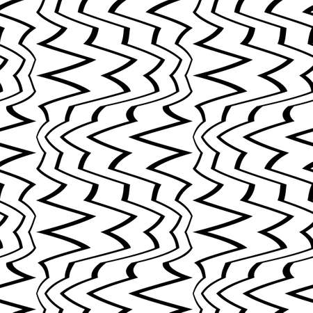 Geometric black and white seamless pattern with zigzag. Abstract vector chevron waves. Monochrome artistic illustration for fabric design, wallpaper, decorative paper, web design, background.のイラスト素材