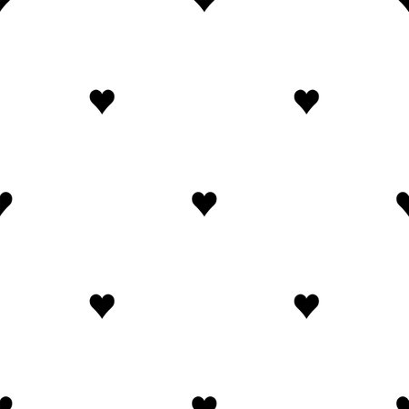 Geometric black and white seamless pattern with hearts. Abstract vector art. Monochrome romantic artistic illustration for fabric design, wallpaper, decorative paper, web design, templates, collages.のイラスト素材