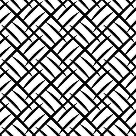 Black and white geometric seamless pattern with artistic lines. Abstract vector grunge. Monochrome traditional illustration for fabric design, wallpaper, decorative paper, web design, background.のイラスト素材