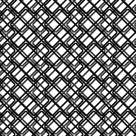 Geometric black and white seamless pattern with rhombs. Abstract vector diamond net. Monochrome artistic illustration for fabric design, wallpaper, decorative paper, web design, background.のイラスト素材