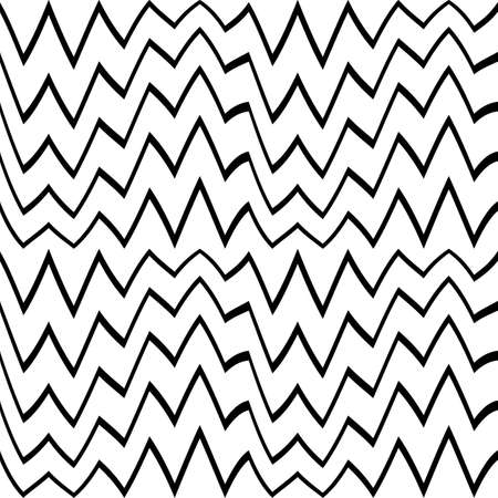 Geometric black and white seamless pattern with zigzag. Abstract vector chevron waves. Monochrome artistic illustration for fabric design, wallpaper, decorative paper, web design, background.のイラスト素材