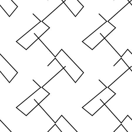 Geometric black and white seamless pattern with rectangles. Abstract vector decor. Artistic illustration for fabric design, wallpaper, decorative paper, web design, templates, collages.のイラスト素材