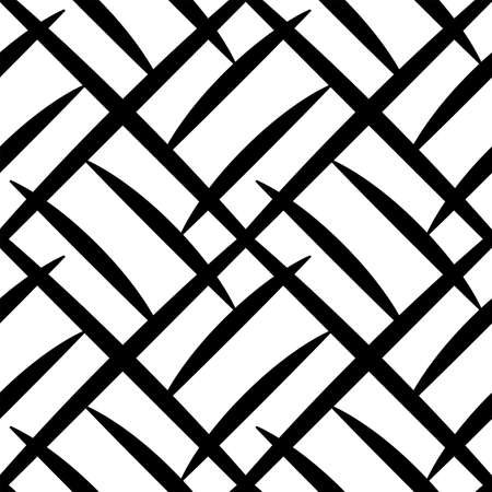 Black and white geometric seamless pattern with artistic lines. Abstract vector grunge. Monochrome traditional illustration for fabric design, wallpaper, decorative paper, web design, background.のイラスト素材