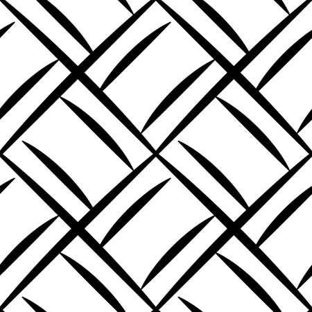 Black and white geometric seamless pattern with artistic lines. Abstract vector grunge. Monochrome traditional illustration for fabric design, wallpaper, decorative paper, web design, background.のイラスト素材