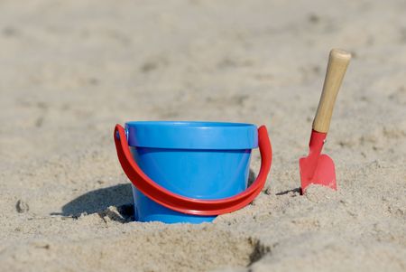 Toys in the sandの写真素材