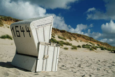 Beachchair on the island sylt, germany.の写真素材