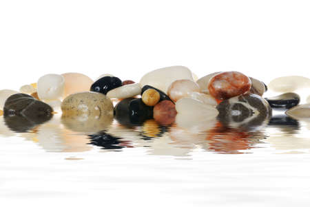 Isolated stones with water. Picture was taken in a studioの写真素材