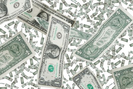 A lot of falling dollars in the windの写真素材