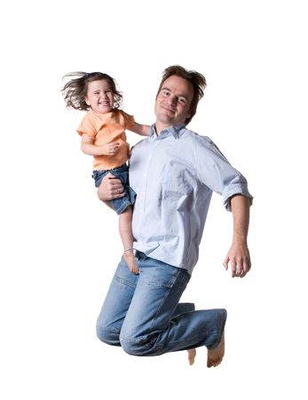 Father with daughter. Full isolated studio pictureの写真素材