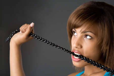 Studio fashion picture from a young african modelの写真素材