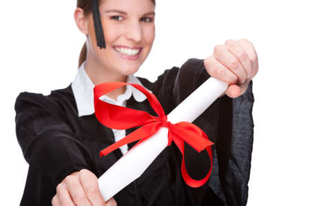 Full isolated studio picture from a young graduation woman
の写真素材