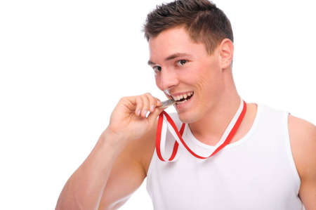 Full isolated studio picture from a young sportsmanの写真素材