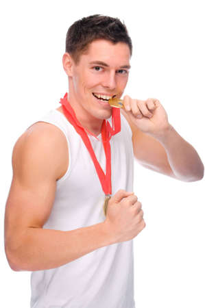 Full isolated studio picture from a young sportsmanの写真素材