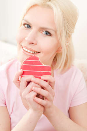 Young and beautiful woman having breakfast in the morning