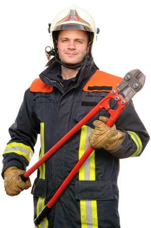 Picture from a young and successful firefighter at workの写真素材