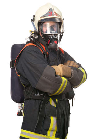 Picture from a young and successful firefighter at workの写真素材