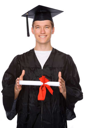 Full isolated studio picture from a young graduation manの写真素材