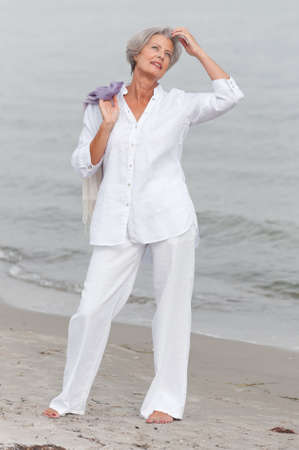 Active and happy senior womanの写真素材
