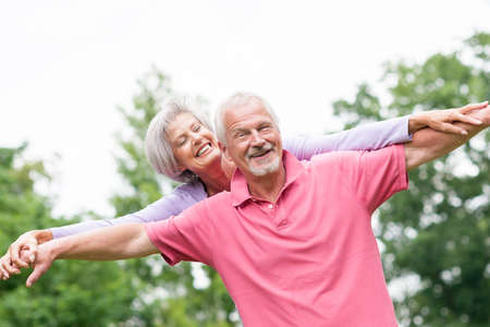 Happy and smiling senior couple in love