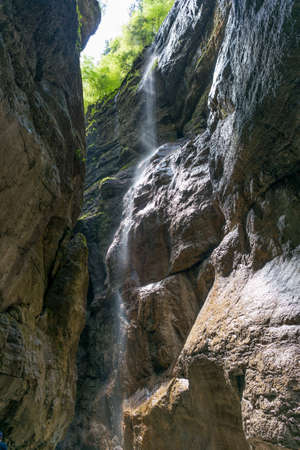 River Partnach in the Partnachklamm near Garmisch Partenkirchen Germanyの写真素材