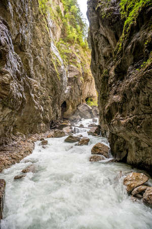 River Partnach in the Partnachklamm near Garmisch Partenkirchen Germanyの写真素材