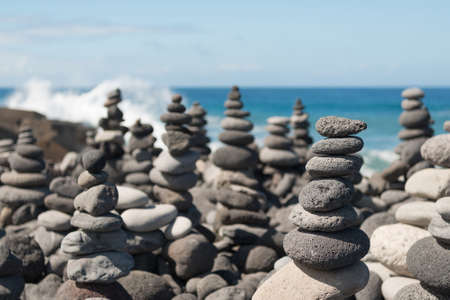 Grey stone cairn on the island Teneriffaの写真素材