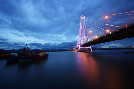 Nice Nhat Le bridge in Dong Hoi city northern Vietnam