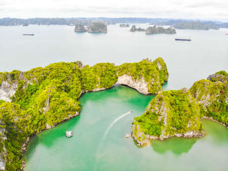 Nice island in Ha Long bay quang ninh province northern Vietnamの写真素材