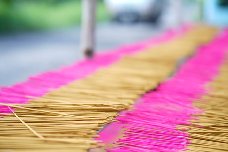 Drying insence in the yard Mekong Delta southern Vietnamの写真素材