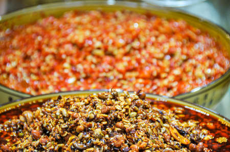 Street food in Chengdu city Sichuan province Chinaの写真素材