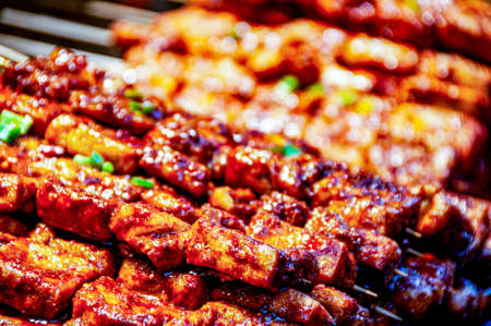 Street food in Chengdu city Sichuan province Chinaの写真素材