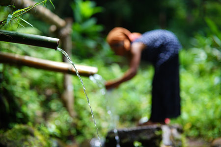 Nice watering place in Dak Lak province central Vietnamの写真素材