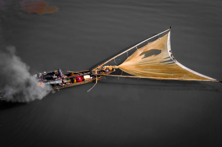 Nice fishing boat in Dong Nai province southern Vietnamの写真素材