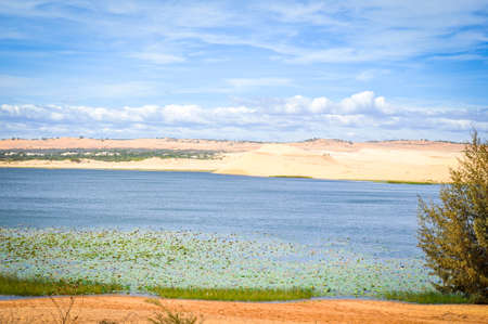 Bau Trang lake in Binh Thuan province central Vietnamの写真素材