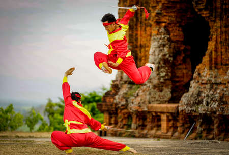 Binh Dinh traditional martial in Binh Dinh province central Vietnamのeditorial素材