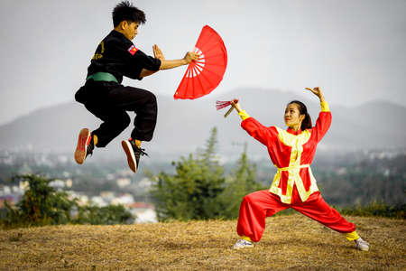 Binh Dinh traditional martial in Binh Dinh province central Vietnamのeditorial素材