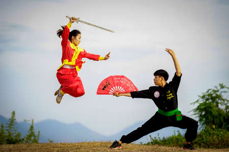 Binh Dinh traditional martial in Binh Dinh province central Vietnamのeditorial素材