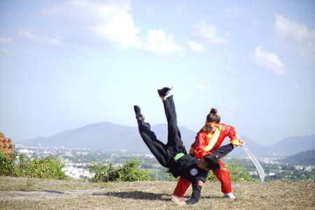 Binh Dinh traditional martial in Binh Dinh province central Vietnamのeditorial素材