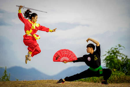 Binh Dinh traditional martial in Binh Dinh province central Vietnamのeditorial素材