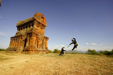 Binh Dinh traditional martial in Binh Dinh province central Vietnamのeditorial素材