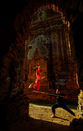Binh Dinh traditional martial in Binh Dinh province central Vietnamのeditorial素材