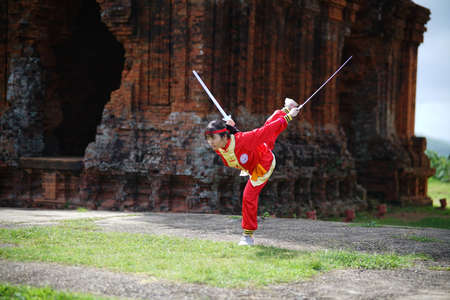 Binh Dinh traditional martial in Binh Dinh province central Vietnamのeditorial素材