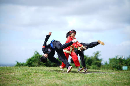 Binh Dinh traditional martial in Binh Dinh province central Vietnamのeditorial素材
