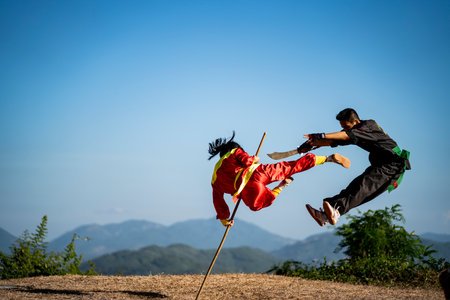 Binh Dinh traditional martial in Binh Dinh province central Vietnamのeditorial素材