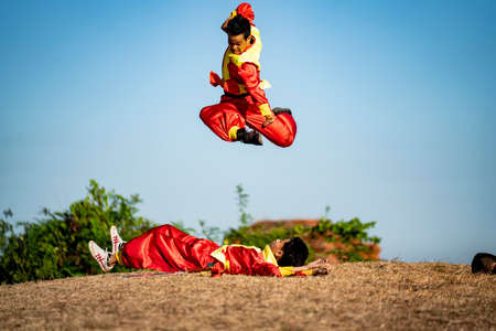 Binh Dinh traditional martial in Binh Dinh province central Vietnamのeditorial素材