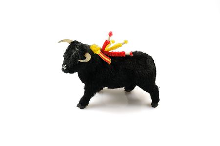 Toy black corrida ox isolated on whiteの写真素材