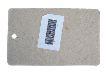 carton label with bar codes over whiteの写真素材