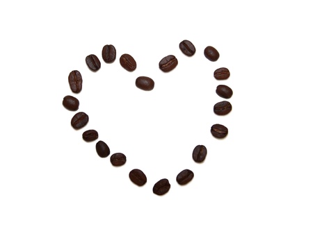 Coffee beans in a heart shapeの写真素材
