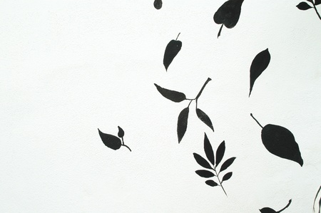 Painted leaf on wall                             の写真素材